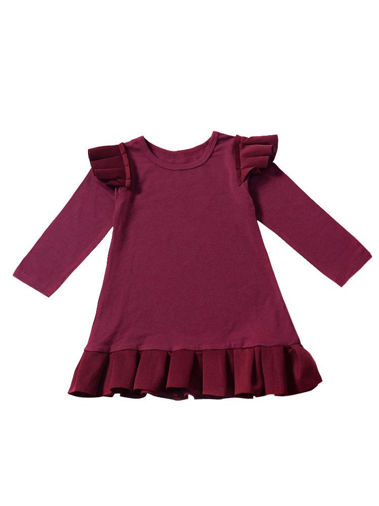 Autumn Toddler Girls Ruffled Flutter Sleeve Casual Dress - dianjiang-