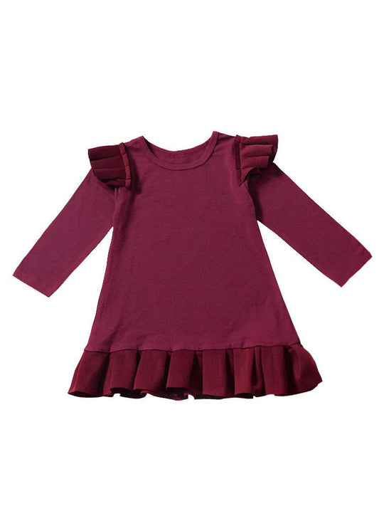 Autumn Toddler Girls Ruffled Flutter Sleeve Casual Dress - dianjiang-