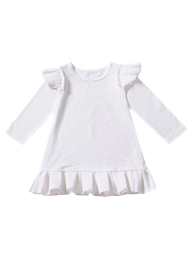 Autumn Toddler Girls Ruffled Flutter Sleeve Casual Dress - dianjiang-