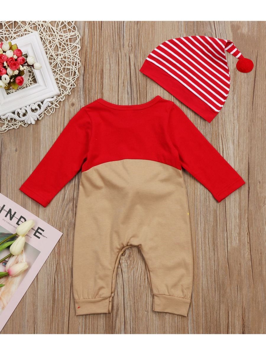 Baby 2-Piece XMAS Deer Style Jumpsuit Matching Hat - dianjiang-