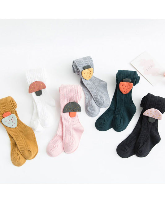 2-PACK Pantyhose Strawberry Mushroom Pattern Stockings Baby Big Kids Tights Socks - dianjiang-