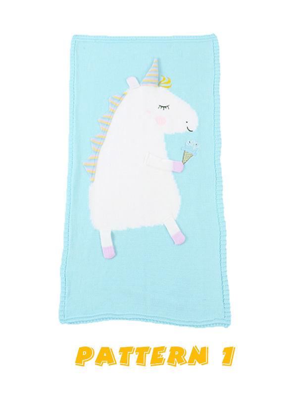 Cute 3D Unicorn Pattern Knitted Accessory Baby Blanket Northern European Scheme - dianjiang-