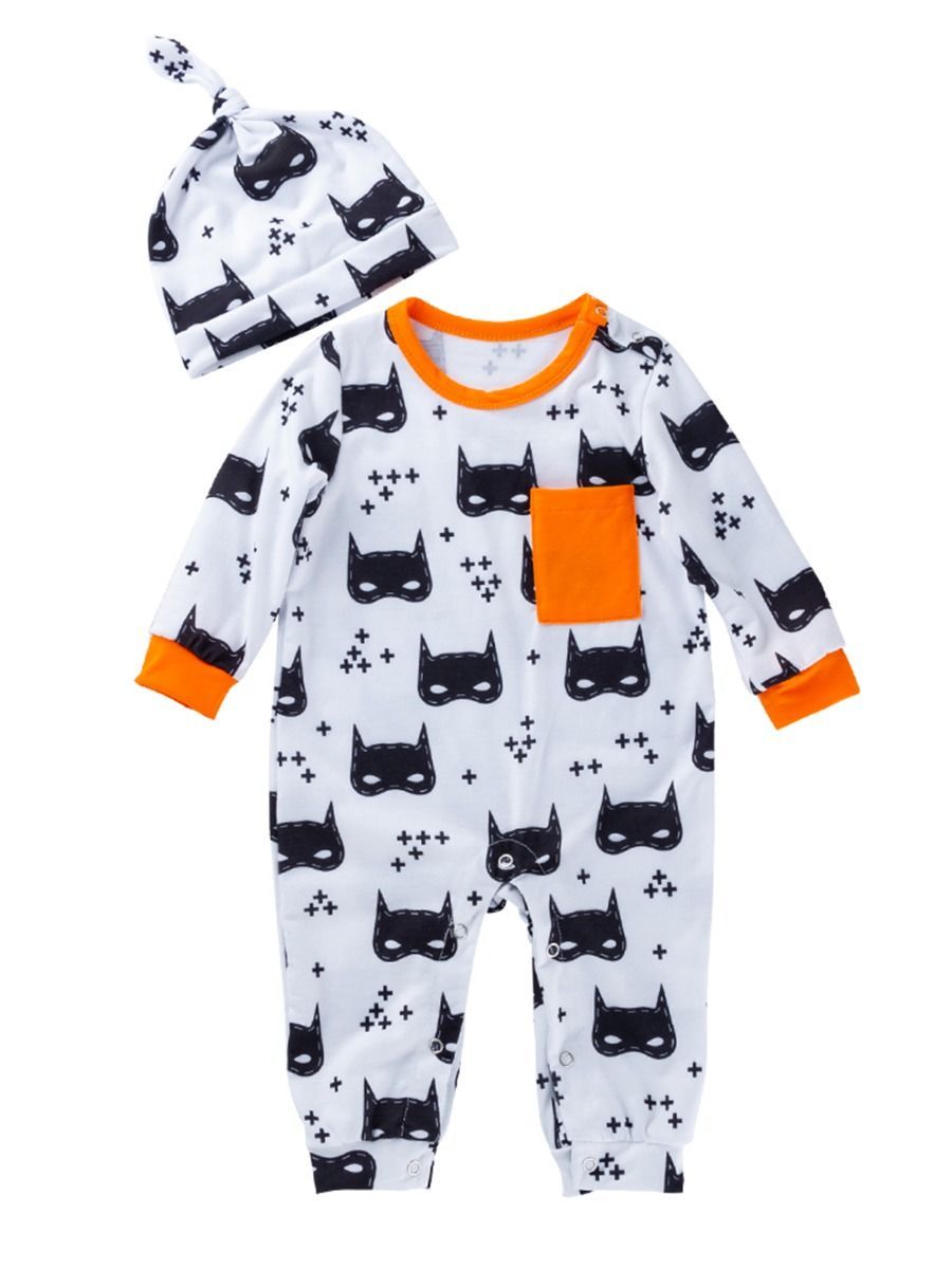 Baby Boy 2-Piece Halloween Theme Overall Matching Hat - dianjiang-