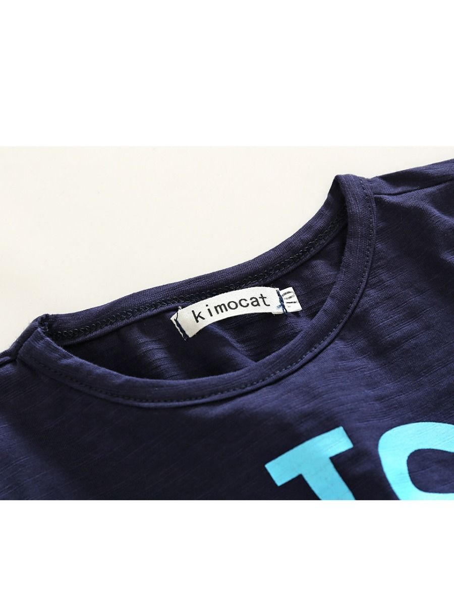 Baby Boy 2-Piece Summer Outfits Deepblue Top+Denim Short Bib Overalls - dianjiang-