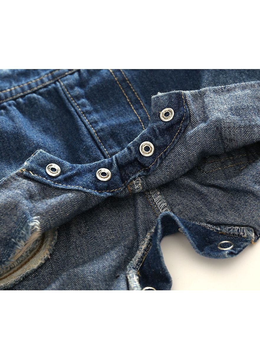 Baby Boy 2-Piece Summer Outfits Deepblue Top+Denim Short Bib Overalls - dianjiang-