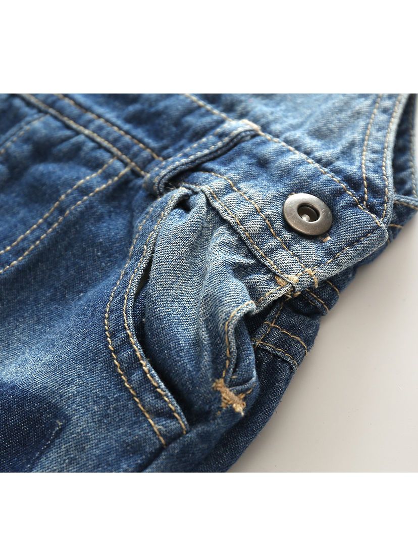 Baby Boy 2-Piece Summer Outfits Deepblue Top+Denim Short Bib Overalls - dianjiang-