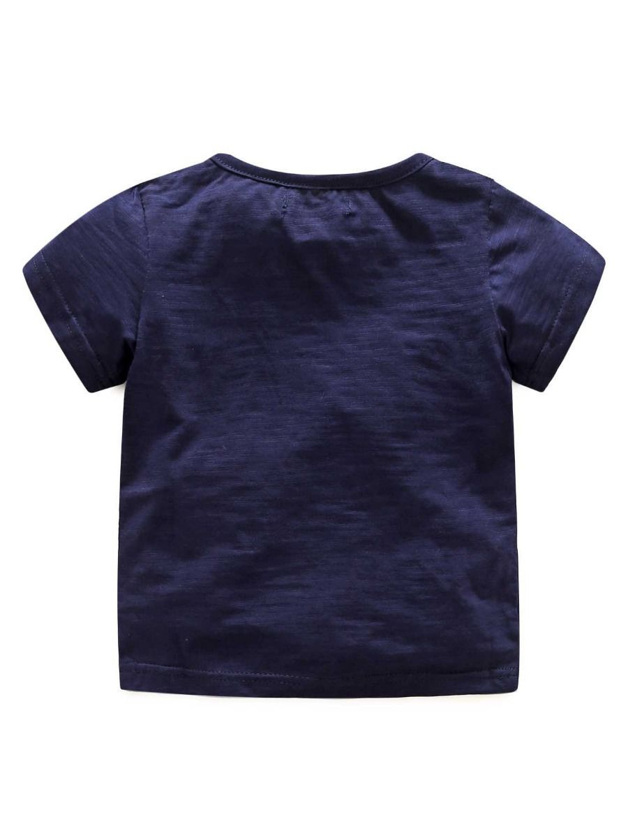 Baby Boy 2-Piece Summer Outfits Deepblue Top+Denim Short Bib Overalls - dianjiang-