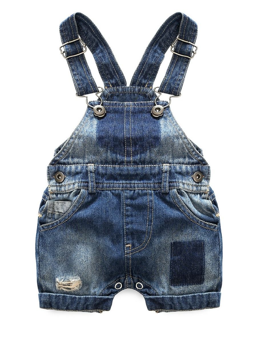 Baby Boy 2-Piece Summer Outfits Deepblue Top+Denim Short Bib Overalls - dianjiang-
