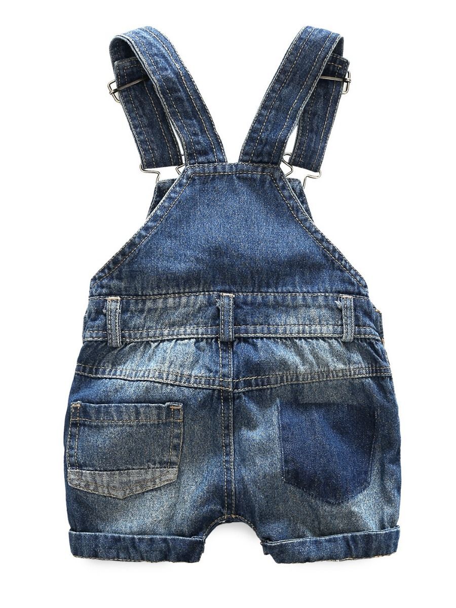 Baby Boy 2-Piece Summer Outfits Deepblue Top+Denim Short Bib Overalls - dianjiang-