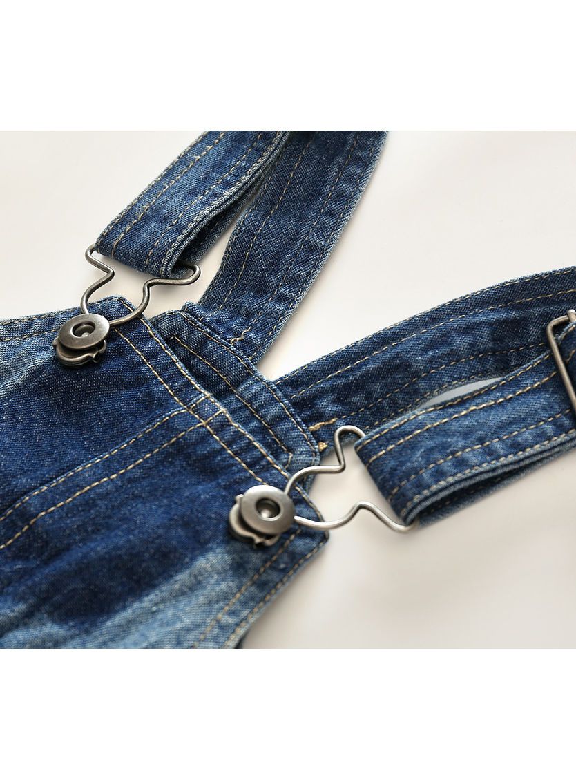Baby Boy 2-Piece Summer Outfits Deepblue Top+Denim Short Bib Overalls - dianjiang-