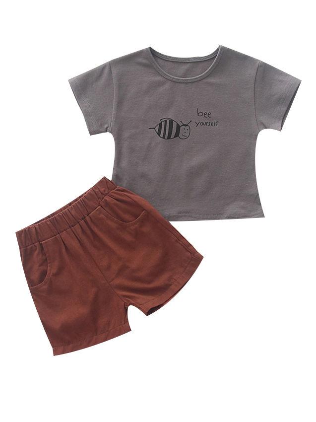 Baby Boy Clothes 2-Piece Outfits Set Bee Yourself T-shirt+Short Pants Summer - dianjiang-