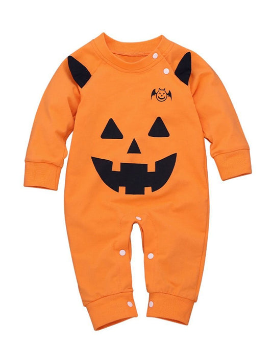 Baby Boy Halloween Bat Pumpkin Color Jumpsuit - dianjiang-