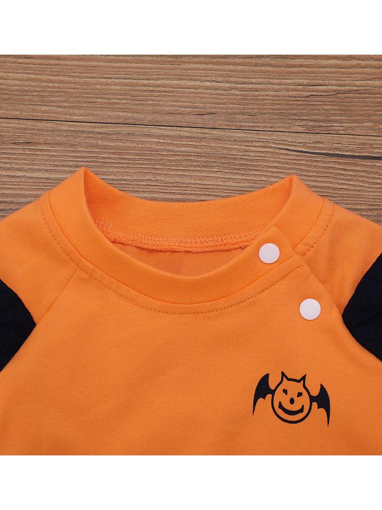 Baby Boy Halloween Bat Pumpkin Color Jumpsuit - dianjiang-