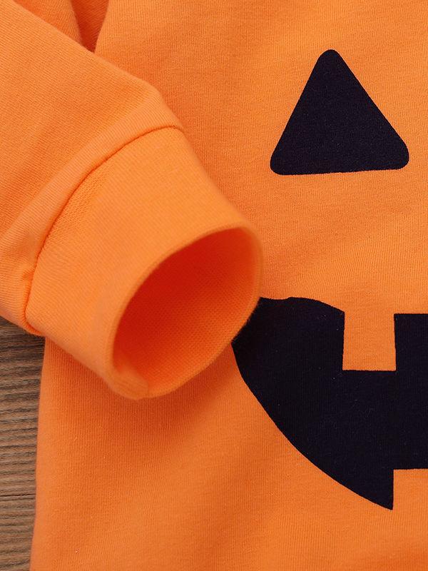 Baby Boy Halloween Bat Pumpkin Color Jumpsuit - dianjiang-