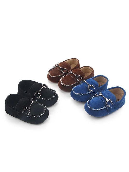 Buckle Trimmed Crib Shoes Baby Boys First Walking Shoes Fashion Winter - dianjiang-