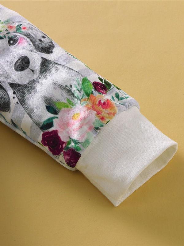 Baby Boys & Girls Floral Animal Print Long-sleeved Jumpsuit - dianjiang-