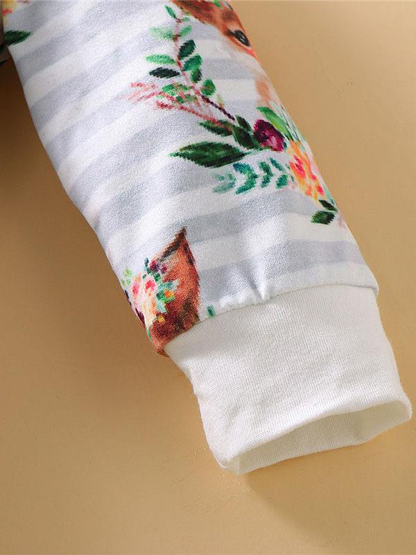 Baby Boys & Girls Floral Animal Print Long-sleeved Jumpsuit - dianjiang-