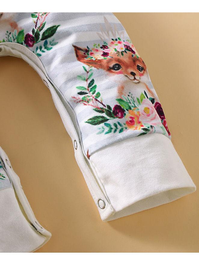 Baby Boys & Girls Floral Animal Print Long-sleeved Jumpsuit - dianjiang-