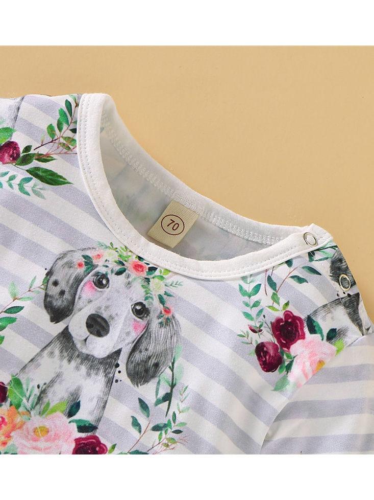 Baby Boys & Girls Floral Animal Print Long-sleeved Jumpsuit - dianjiang-