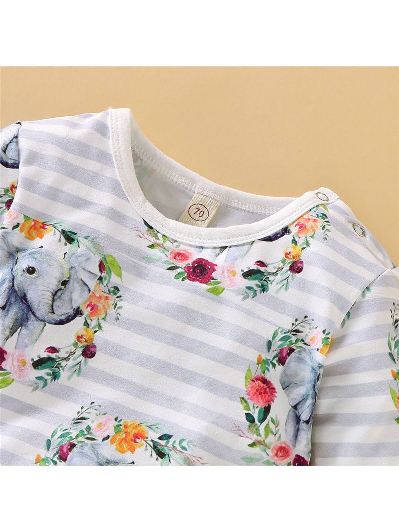 Baby Boys & Girls Floral Animal Print Long-sleeved Jumpsuit - dianjiang-