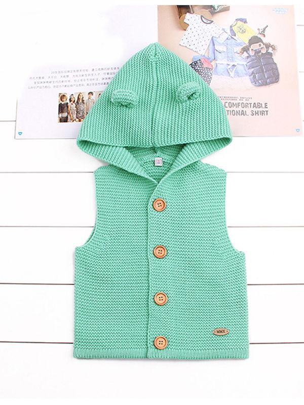 Animal Ears Waistcoat Sleeveless Buttoned Vest Baby Hoodie Cardigan - dianjiang-