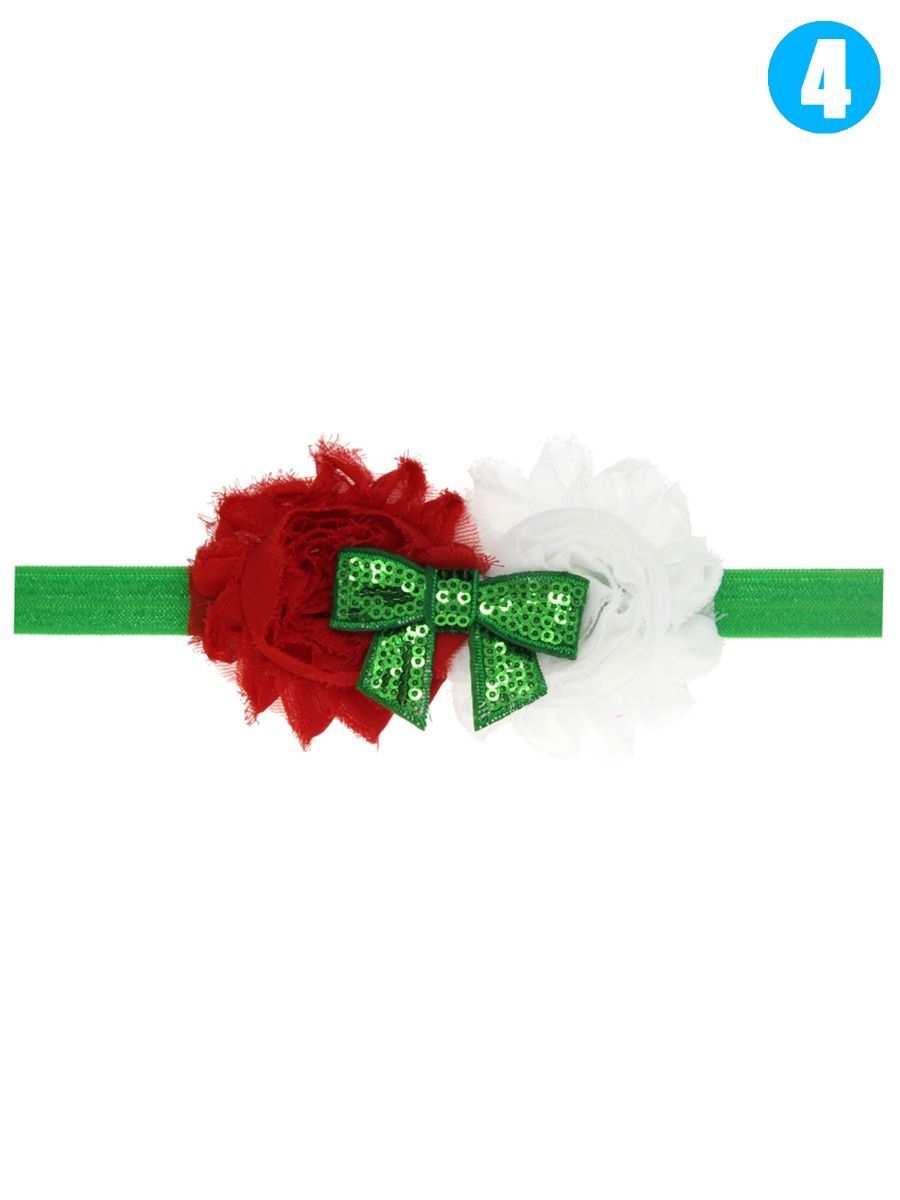 Sequin Bow Flower Trimmed Hair Clip Baby Christmas Headband - dianjiang-