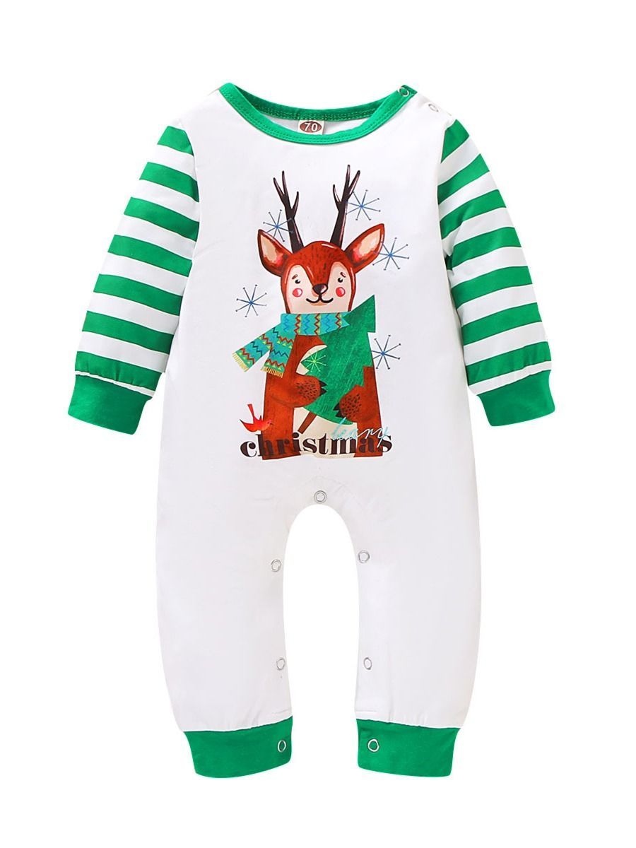 Baby Christmas Reindeer Striped Jumpsuit - dianjiang-