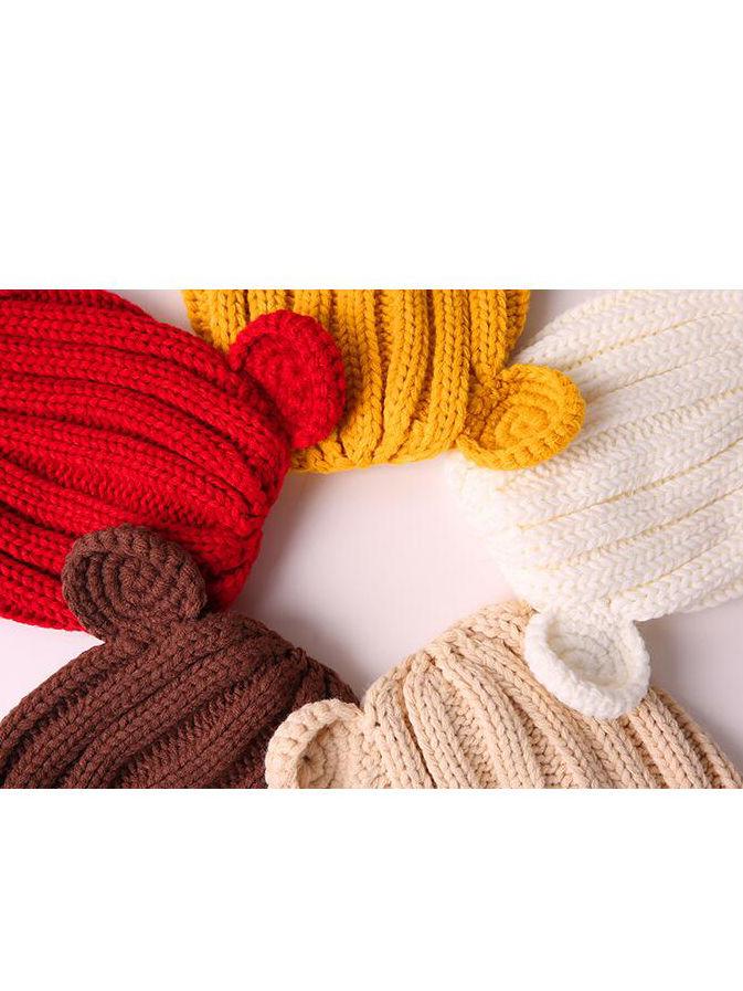 Baby Cute Bear Ear Pattern Crochet Earflap Hat - dianjiang-