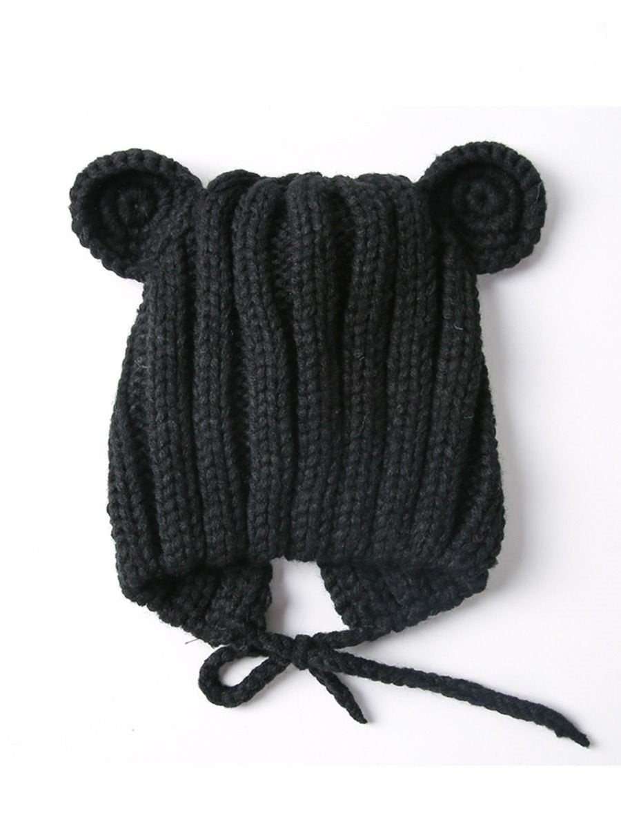 Baby Cute Bear Ear Pattern Crochet Earflap Hat - dianjiang-