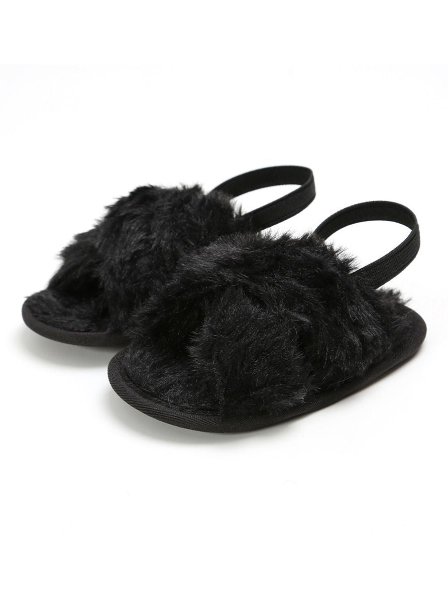 Trendy Baby Girl Indoor Antiskid Faux Fur Slipper - dianjiang-