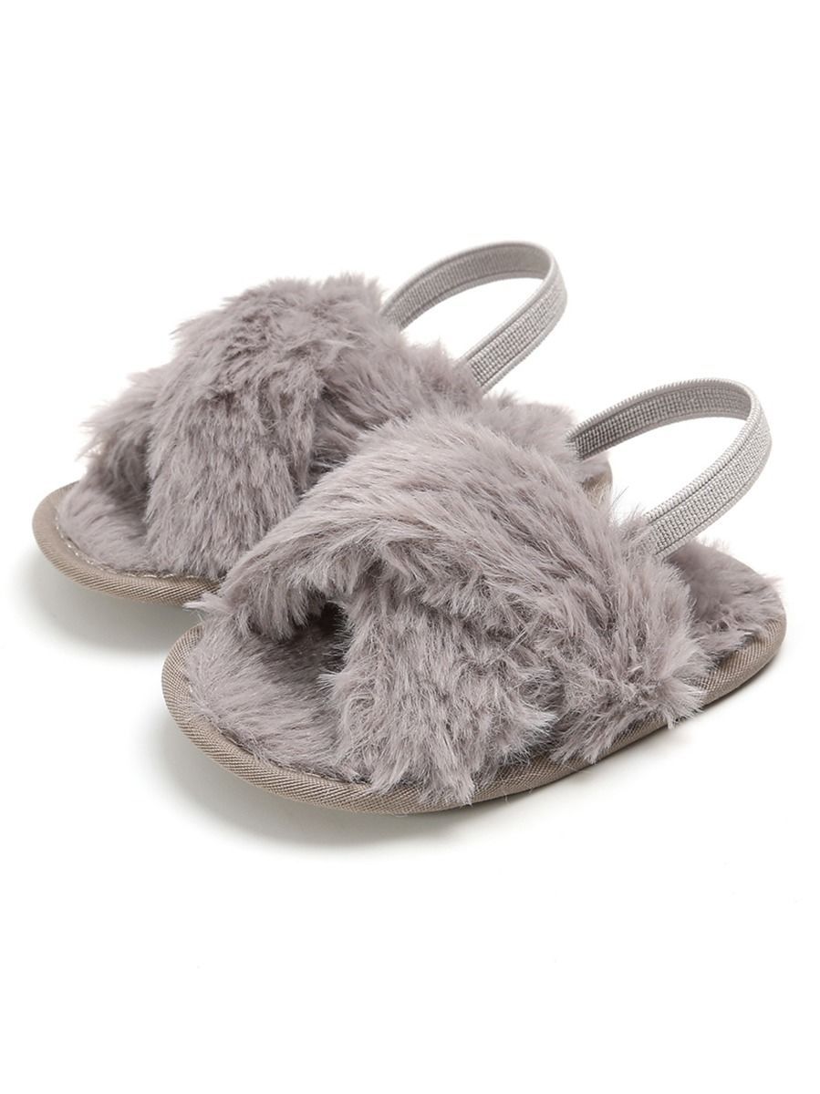 Trendy Baby Girl Indoor Antiskid Faux Fur Slipper - dianjiang-