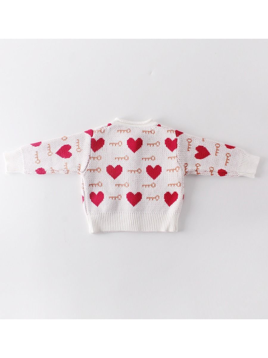 Baby Girl Love Heart Key Knitted Cadigan - dianjiang-