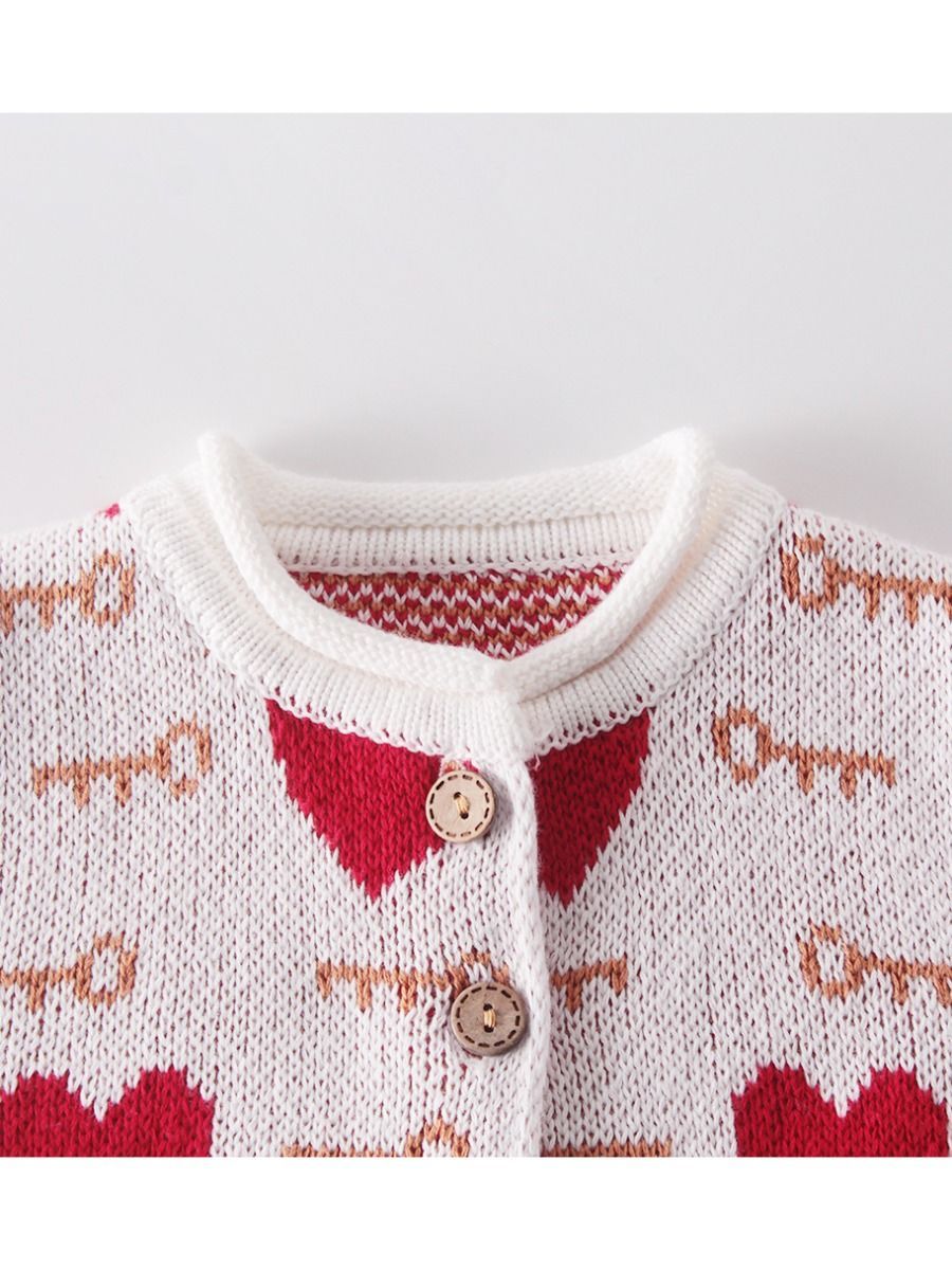 Baby Girl Love Heart Key Knitted Cadigan - dianjiang-