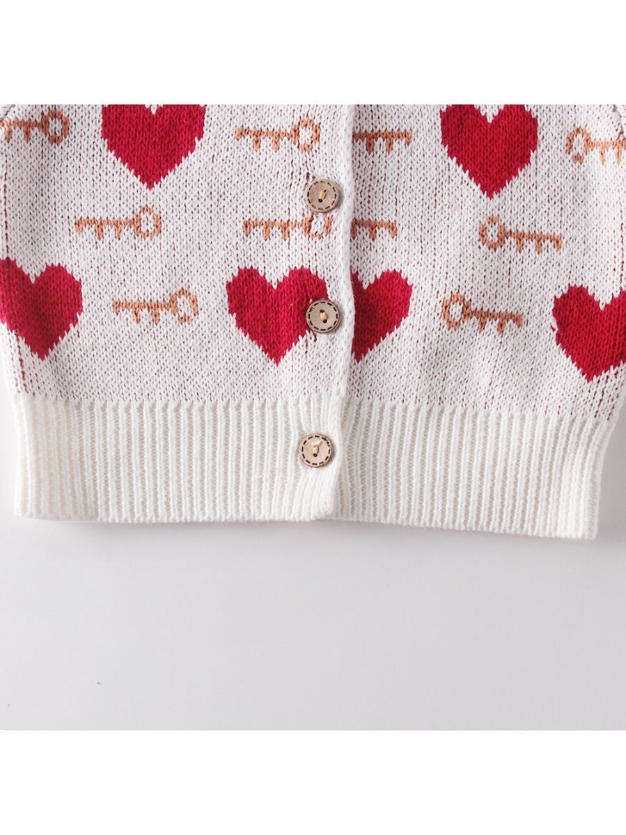Baby Girl Love Heart Key Knitted Cadigan - dianjiang-