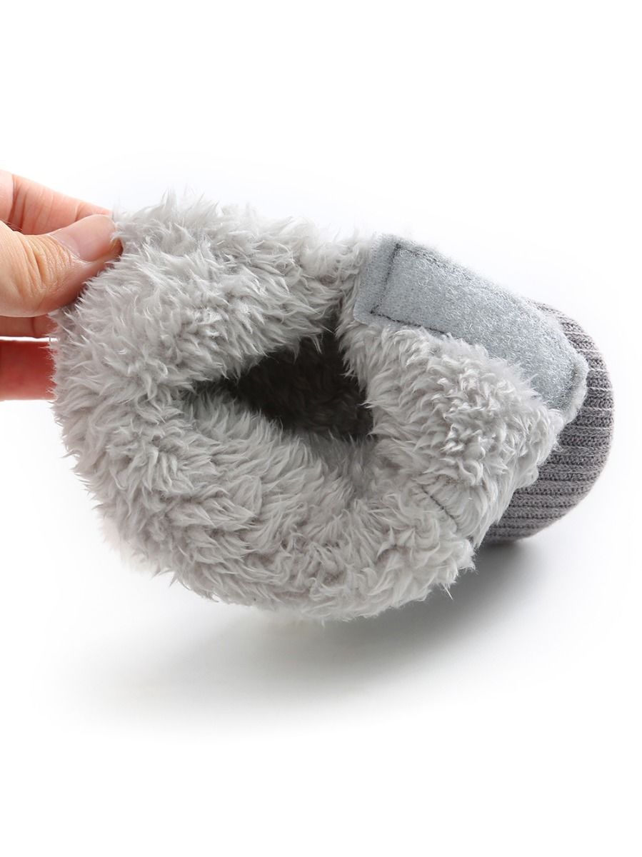 Baby Girl Pom-trim Warm Fur Prewalker Boots - dianjiang-