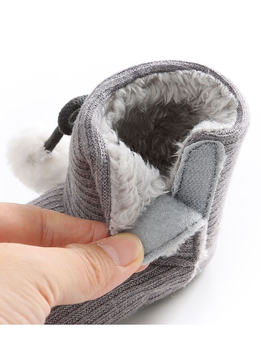 Baby Girl Pom-trim Warm Fur Prewalker Boots - dianjiang-