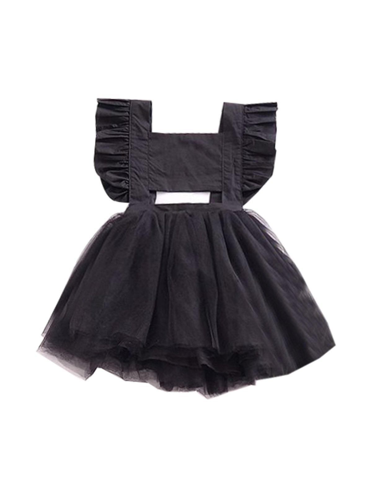 Baby Girl Ruffled Sleeve Solid Color Tulle Dress - dianjiang-