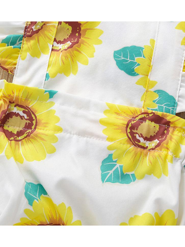 Baby Girl Summer Sunflower Ruffle Suspender Romper - dianjiang-