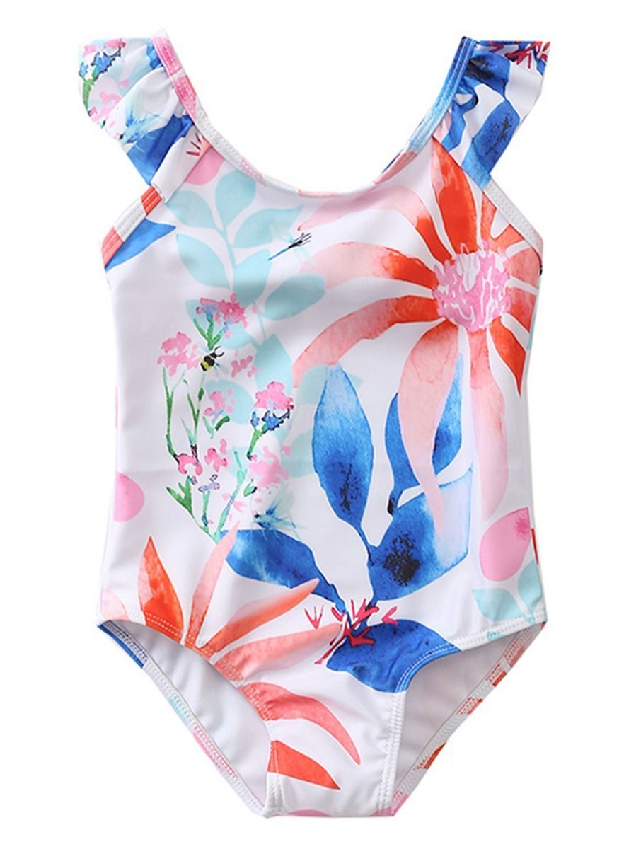 Toddler Girl One Piece Flower Bathing Suit - dianjiang-