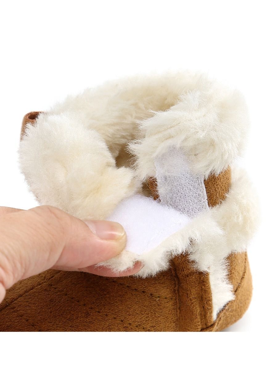 Baby Girl Winter Warm Fleece Big Bow Prewalker Boots - dianjiang-