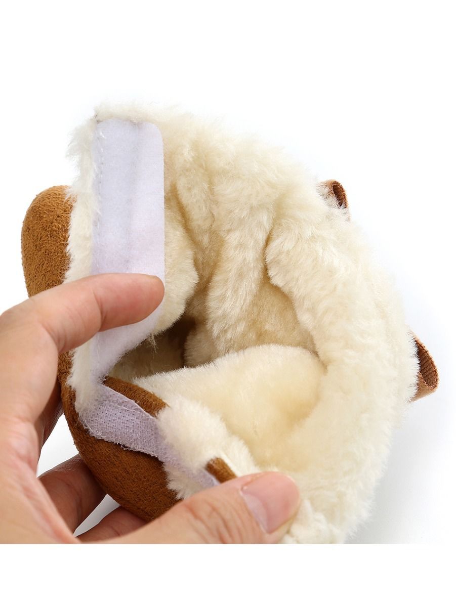 Baby Girl Winter Warm Fleece Big Bow Prewalker Boots - dianjiang-