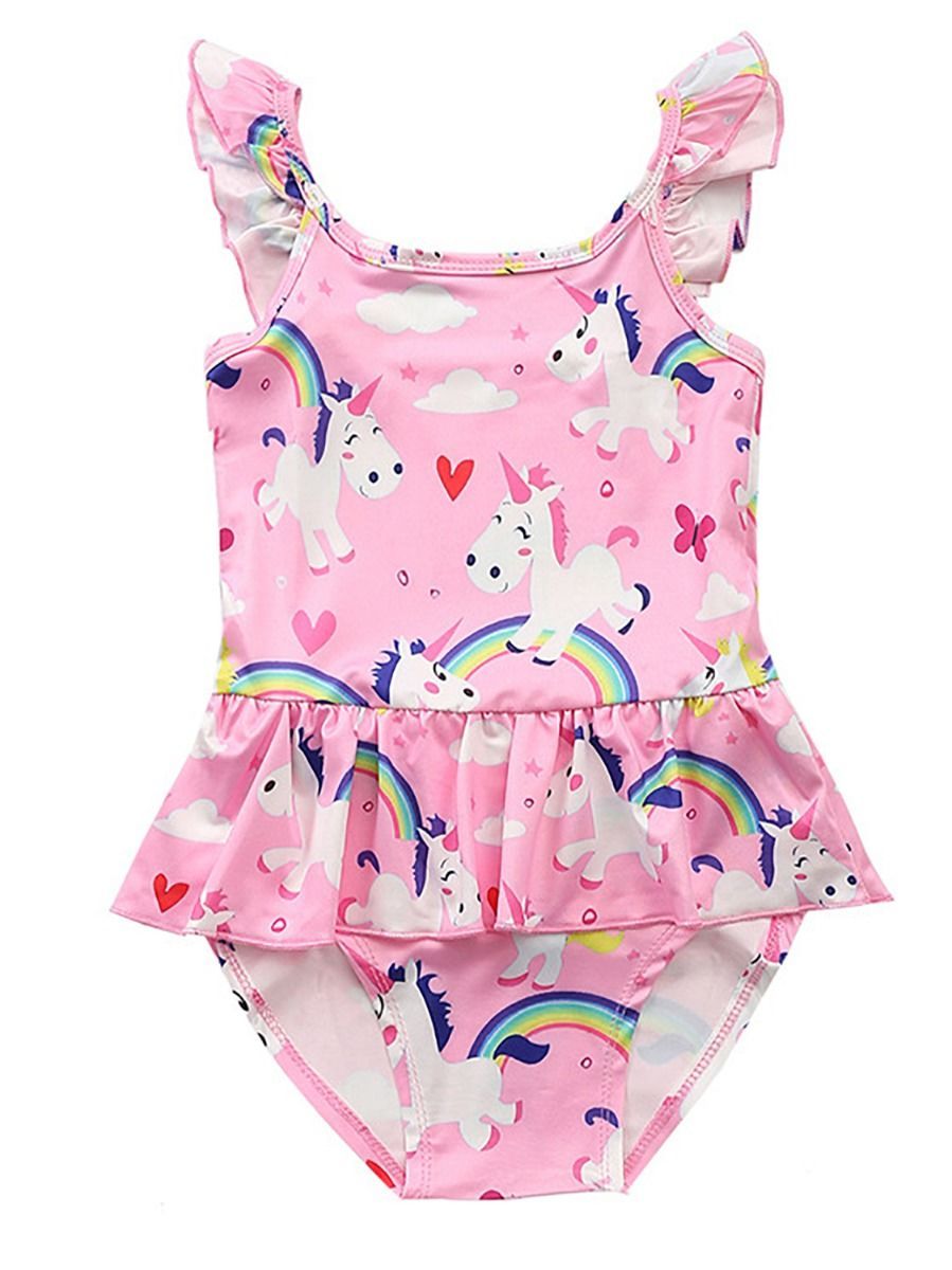 Toddler Little Girl Summer Unicorn Rainbow Beach Wear - dianjiang-
