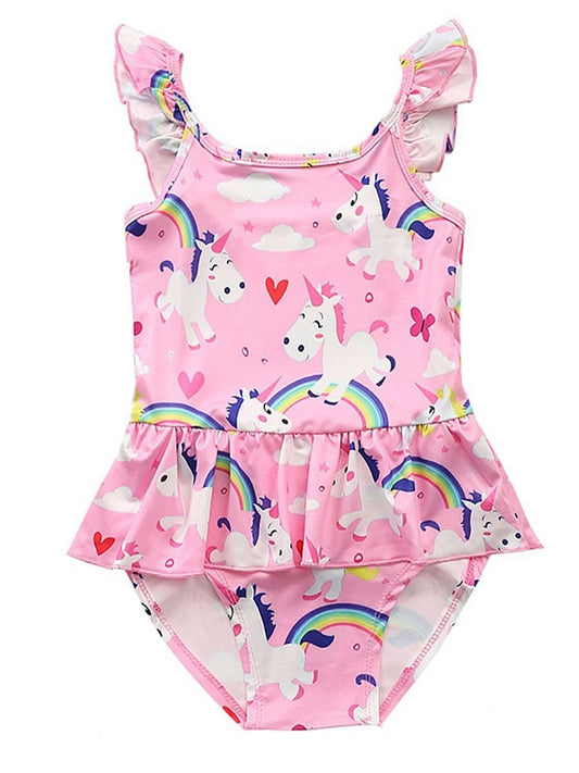 Toddler Little Girl Summer Unicorn Rainbow Beach Wear - dianjiang-