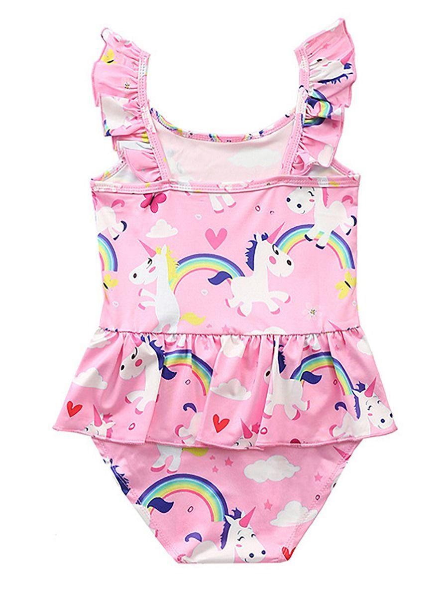 Toddler Little Girl Summer Unicorn Rainbow Beach Wear - dianjiang-