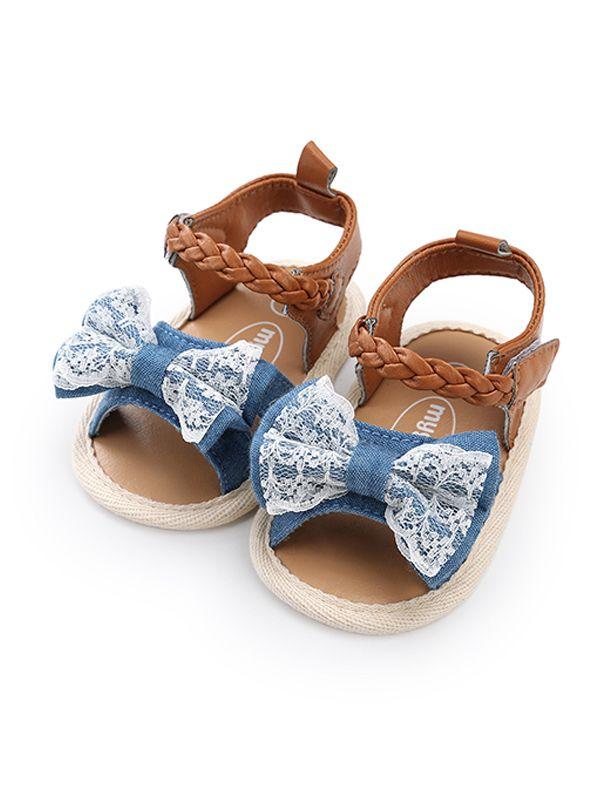 Baby Girls Bow-knot Pattern Cloth Sole Sandals - dianjiang-