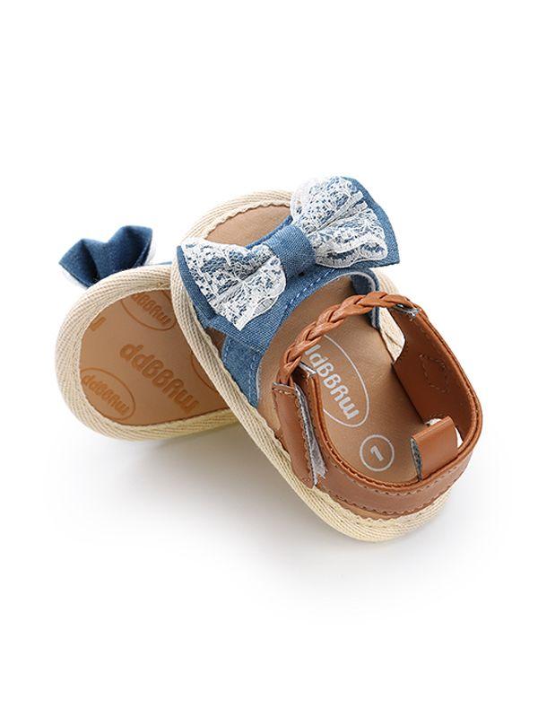 Baby Girls Bow-knot Pattern Cloth Sole Sandals - dianjiang-