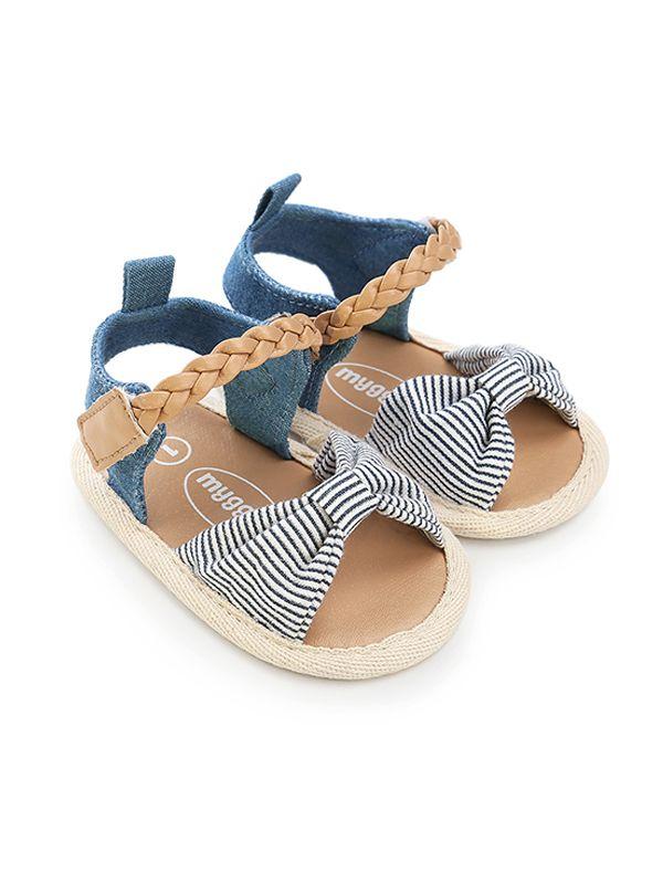 Baby Girls Bow-knot Pattern Cloth Sole Sandals - dianjiang-