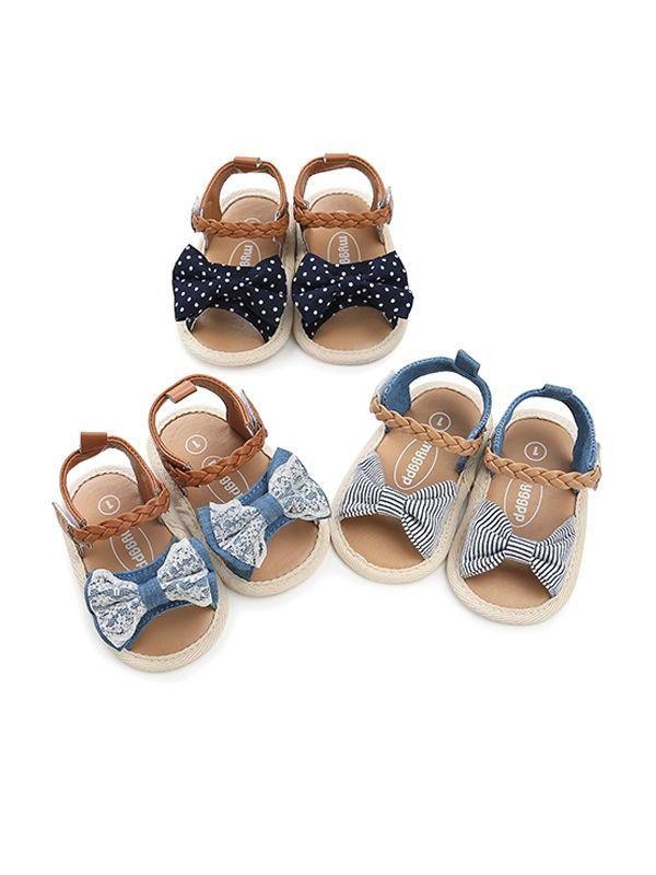 Baby Girls Bow-knot Pattern Cloth Sole Sandals - dianjiang-