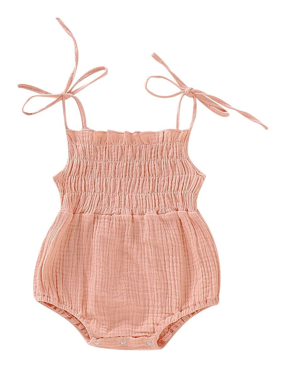 Summer Baby Tie Muslin Romper Onesie - dianjiang-