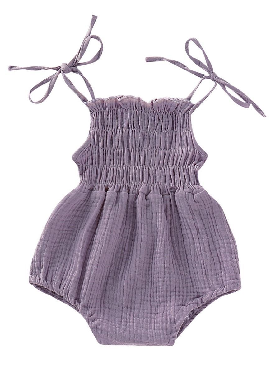 Summer Baby Tie Muslin Romper Onesie - dianjiang-